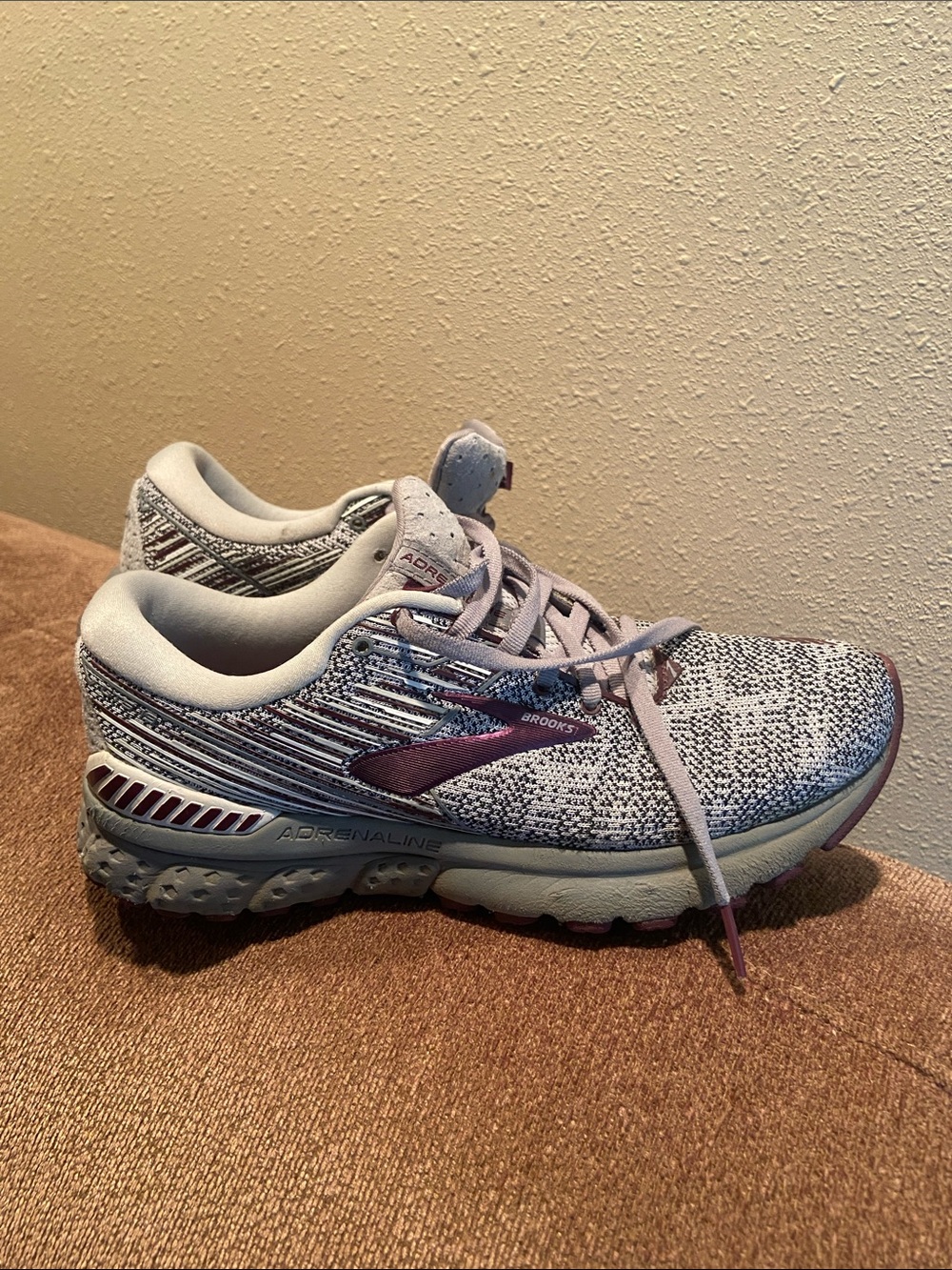 Brooks Women's Adrenaline Running Sneakers - Light Gray & Purple Accent